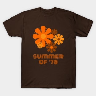 Summer of '78 Retro 70s Flowers Brown and Orange T-Shirt